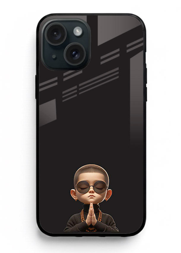Prayer Hands Boy reflective artwork iphone 15 plus glass back cover
