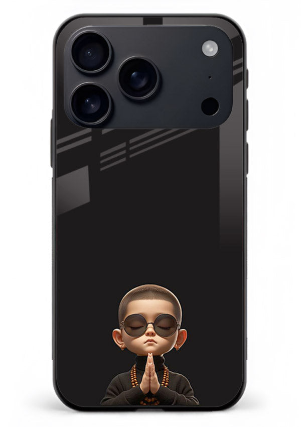Prayer Hands Boy reflective artwork iphone 17 pro max glass back cover