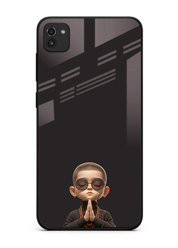 Prayer Hands Boy reflective artwork Samsung A03 glass back cover