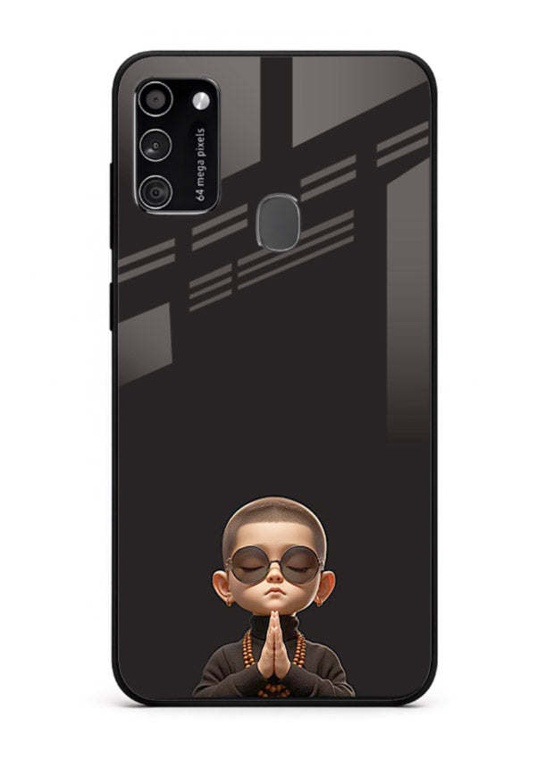 Prayer Hands Boy reflective artwork Samsung M21 glass back cover