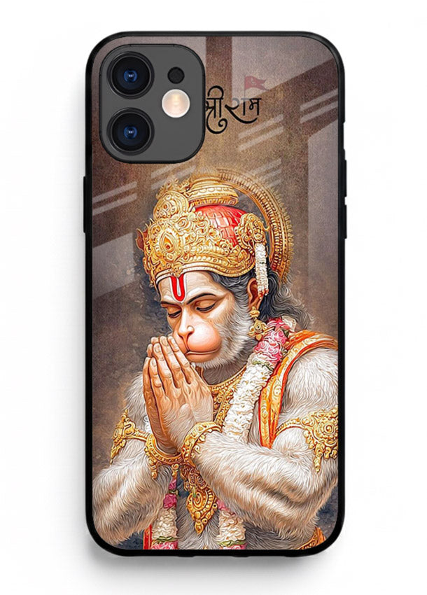Lord Ram praying devotional art iphone 12 mini glass bold spiritual case