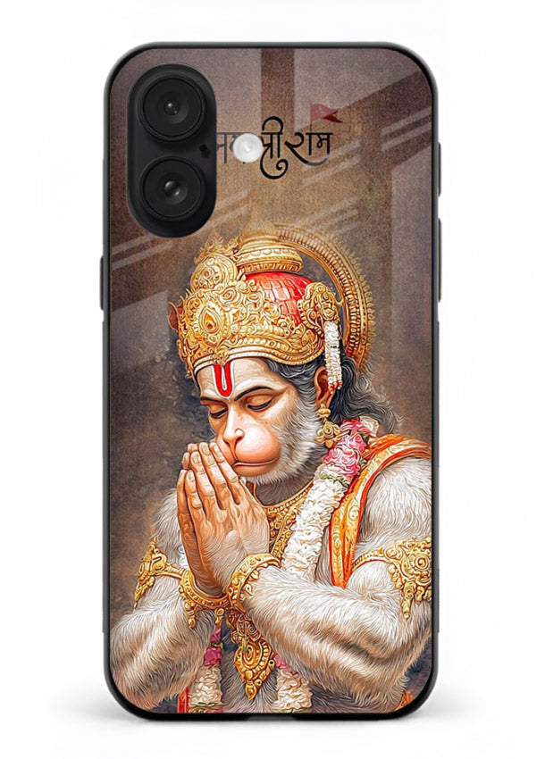 Lord Ram praying devotional art iphone 17 glass bold spiritual case