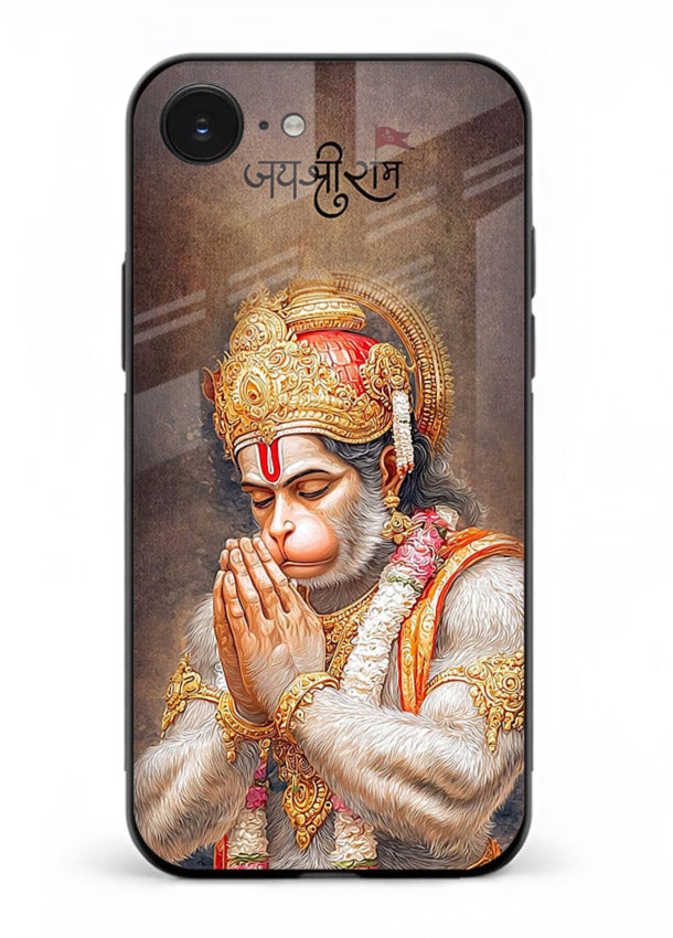 Lord Ram praying devotional art iphone 16e glass bold spiritual case