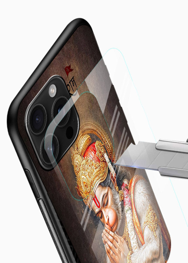Lord Ram praying devotional art glossy vibrant premium glass bold spiritual case - Angle Blade