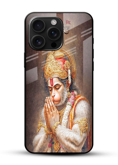 Lord Ram praying devotional art glossy vibrant premium glass bold spiritual case - Angle Front
