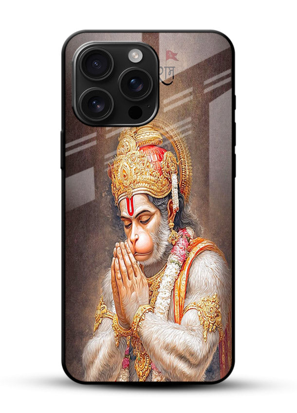 Lord Ram praying devotional art glossy vibrant premium glass bold spiritual case - Angle Front
