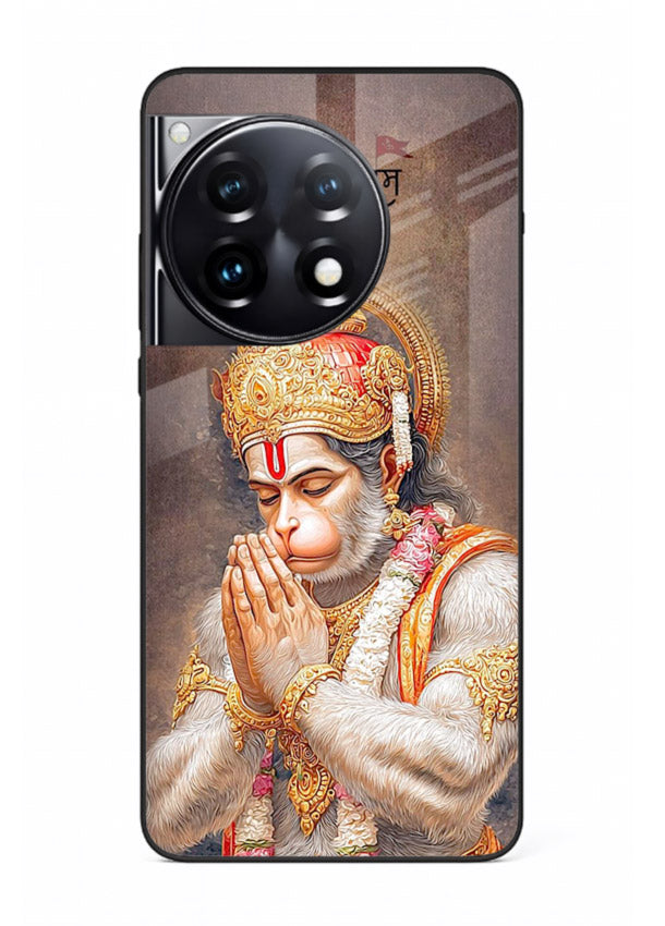 Lord Ram praying devotional art OnePlus 12R glass bold spiritual case