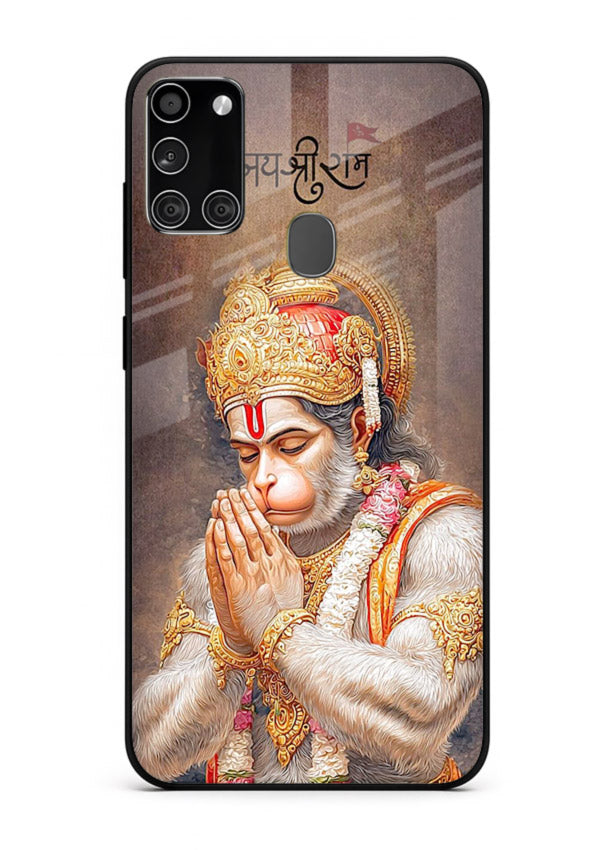 Lord Ram praying devotional art Samsung A21s glass bold spiritual case