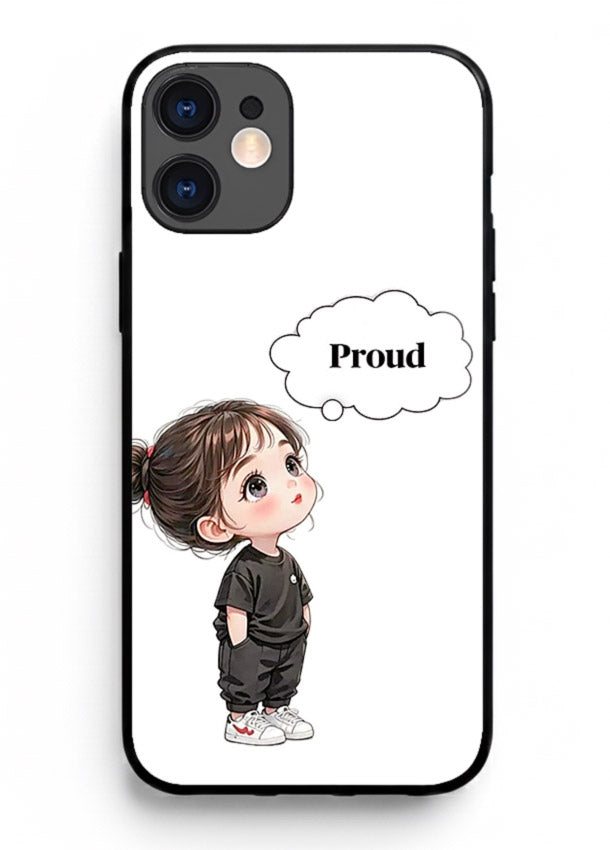 Proud Little Girl cute confident illustration iphone 11 glass back cover