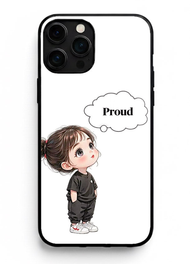 Proud Little Girl cute confident illustration iphone 16 pro max glass back cover