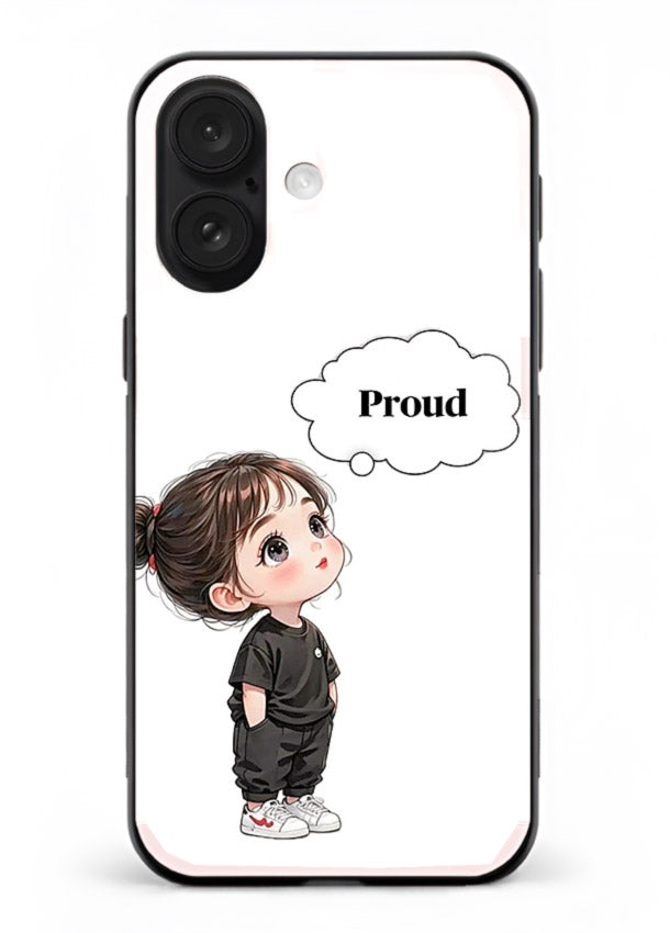 Proud Little Girl cute confident illustration iphone 17 glass back cover