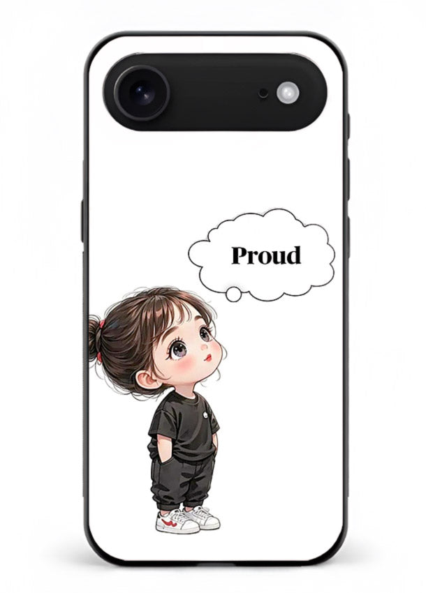 Proud Little Girl cute confident illustration iphone 17 air glass back cover