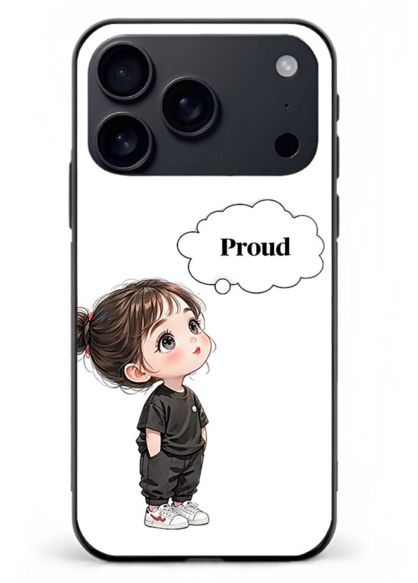 Proud Little Girl cute confident illustration iphone 18 pro max glass back cover
