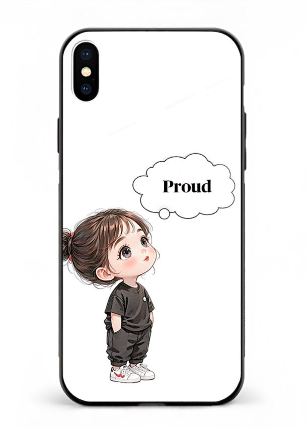 Proud Little Girl cute confident illustration iphone xs max glass back cover