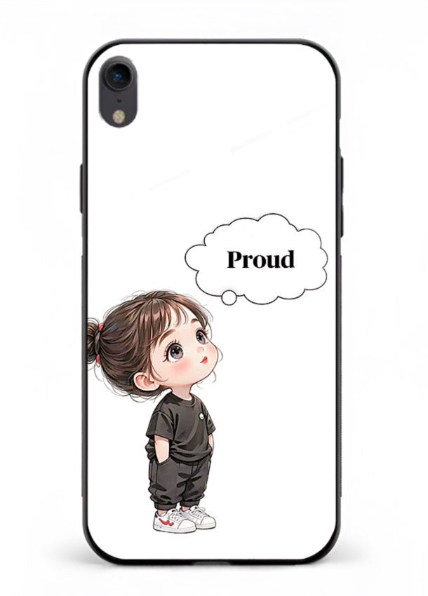 Proud Little Girl cute confident illustration iphone xr glass back cover