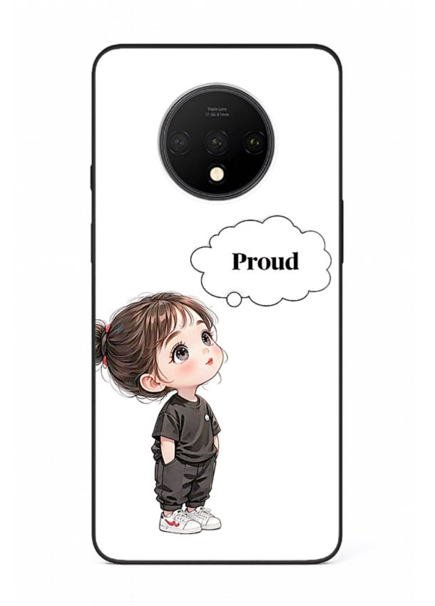 Proud Little Girl cute confident illustration OnePlus 7T glass back cover