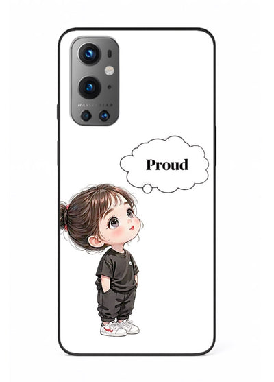 Proud Little Girl cute confident illustration OnePlus 9 glass back cover