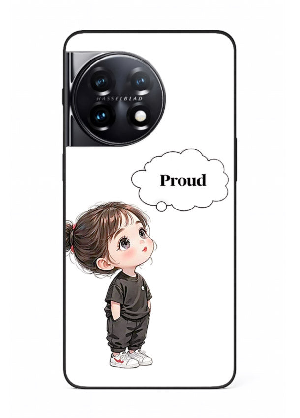 Proud Little Girl cute confident illustration OnePlus 11 glass back cover