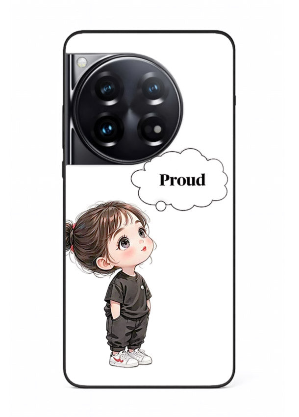 Proud Little Girl cute confident illustration OnePlus 12 glass back cover