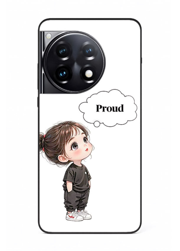 Proud Little Girl cute confident illustration OnePlus 12R glass back cover