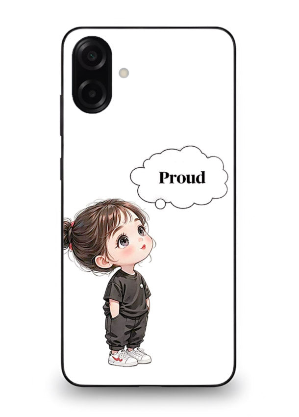 Proud Little Girl cute confident illustration Samsung A06 5G glass back cover