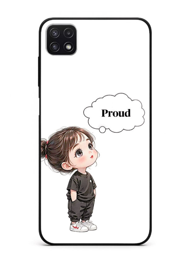 Proud Little Girl cute confident illustration Samsung F42 5G glass back cover