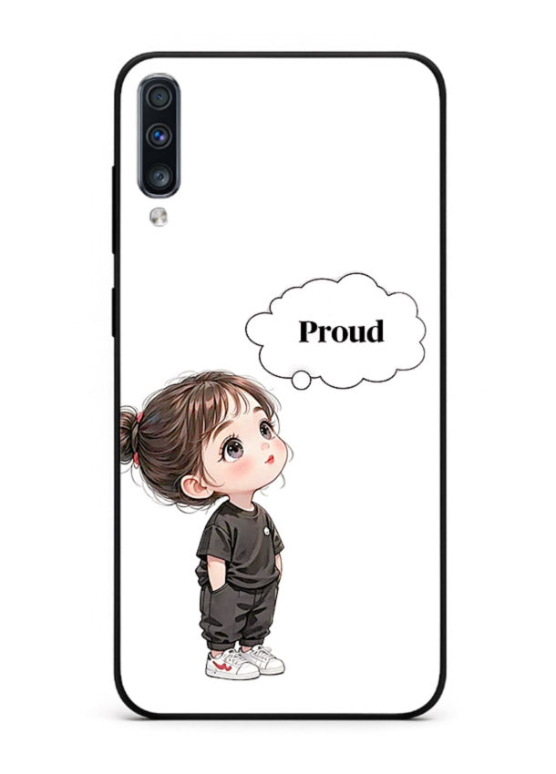 Proud Little Girl cute confident illustration Samsung A50 glass back cover
