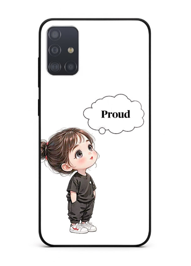 Proud Little Girl cute confident illustration Samsung A51 glass back cover