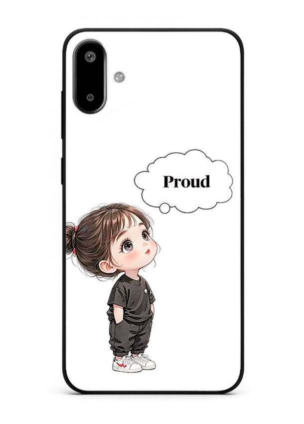 Proud Little Girl cute confident illustration Samsung F06 5G glass back cover