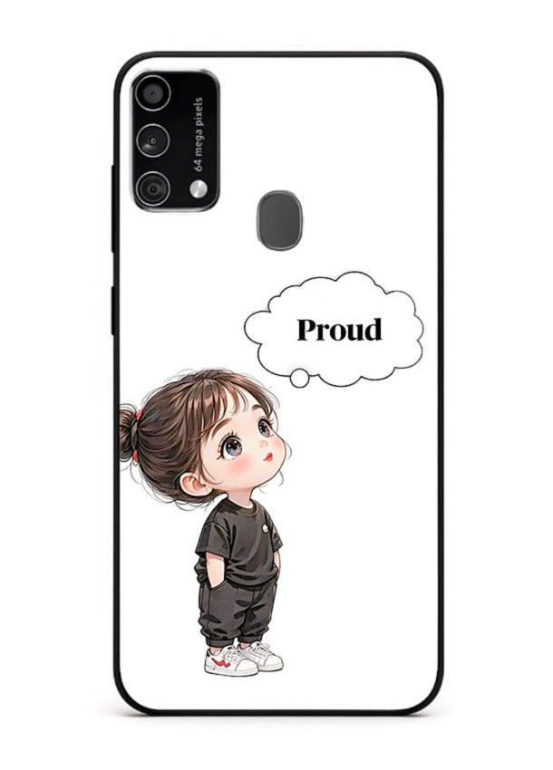 Proud Little Girl cute confident illustration Samsung F41 glass back cover