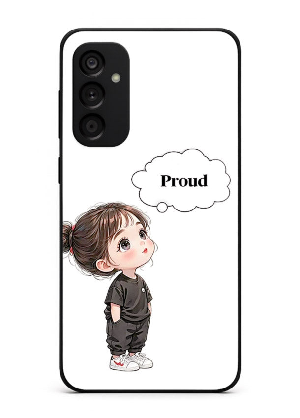 Proud Little Girl cute confident illustration Samsung F23 5G glass back cover