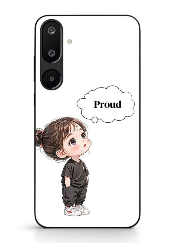Proud Little Girl cute confident illustration Samsung F16 5G glass back cover