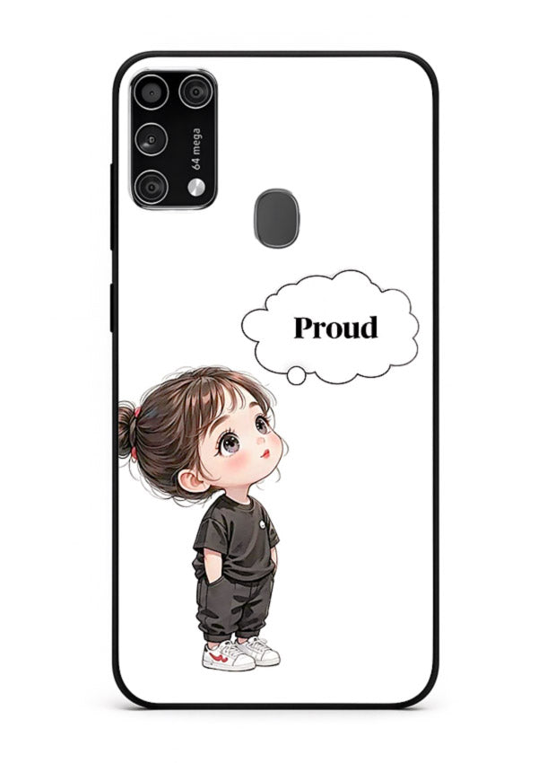 Proud Little Girl cute confident illustration Samsung M31 Prime glass back cover