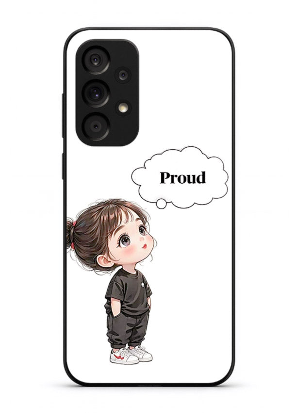 Proud Little Girl cute confident illustration Samsung A33 5G glass back cover