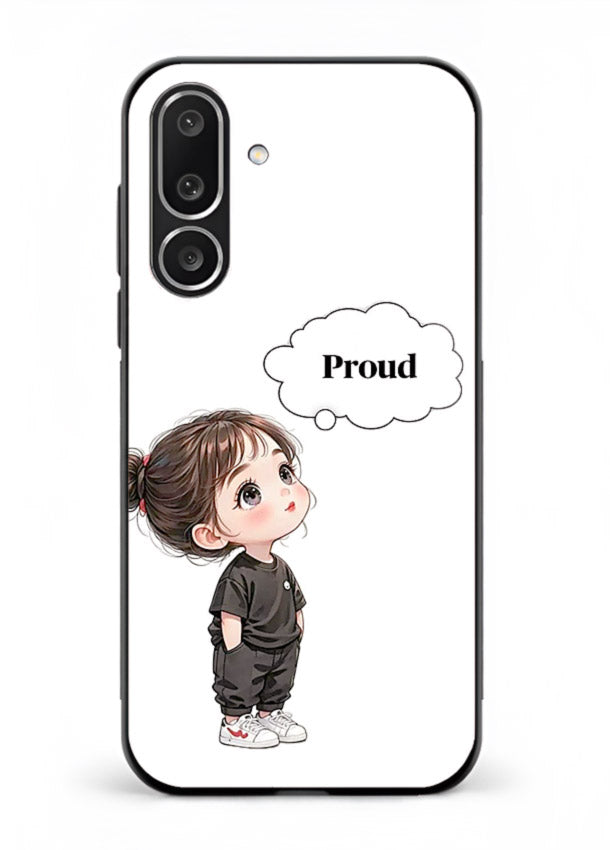 Proud Little Girl cute confident illustration Samsung M36 5G glass back cover