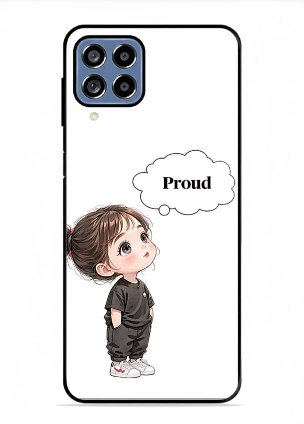 Proud Little Girl cute confident illustration Samsung M53 5G glass back cover