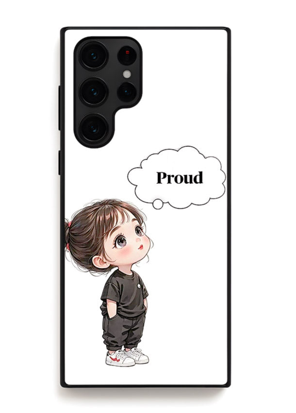 Proud Little Girl cute confident illustration Samsung S25 Ultra glass back cover