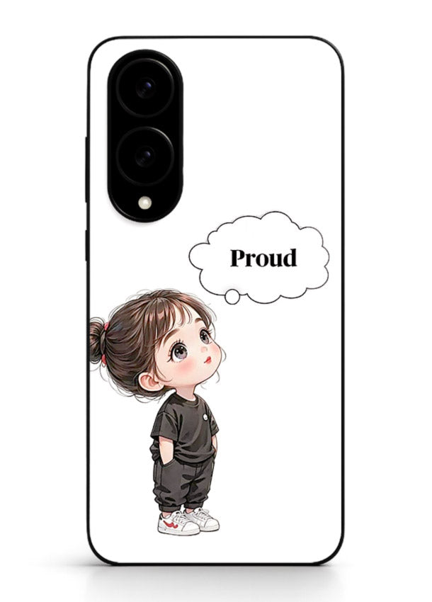Proud Little Girl cute confident illustration Samsung S25 Edge glass back cover