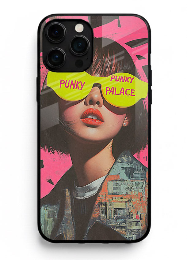 Punk Neon Portrait edgy neon artwork iphone 15 pro max glass back cover