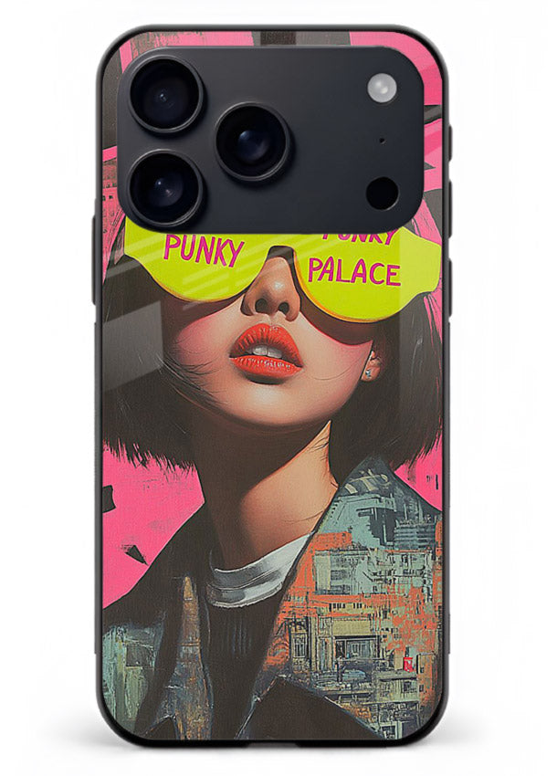 Punk Neon Portrait edgy neon artwork iphone 17 pro max glass back cover