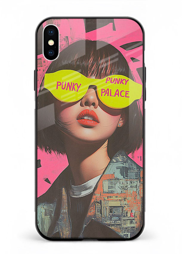 Punk Neon Portrait edgy neon artwork iphone xs max glass back cover