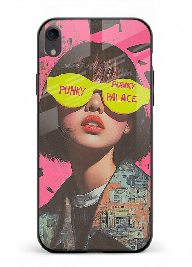 Punk Neon Portrait edgy neon artwork iphone xr glass back cover
