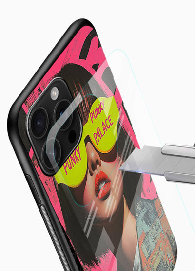 Punk Neon Portrait edgy neon artwork glossy vibrant premium glass back cover - Angle Blade
