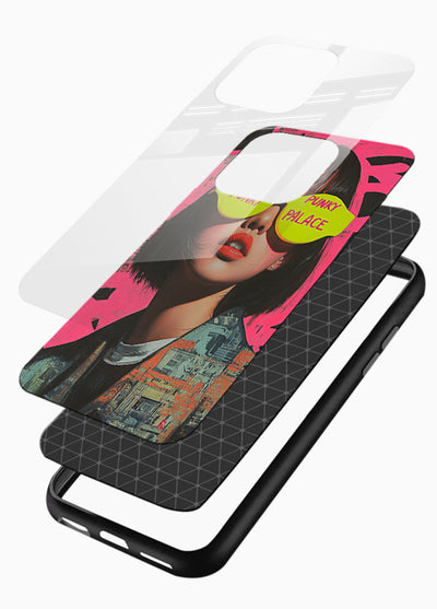 Punk Neon Portrait edgy neon artwork glossy vibrant premium glass back cover - Angle Layers