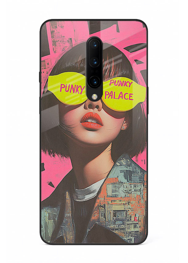 Punk Neon Portrait edgy neon artwork OnePlus 7T Pro glass back cover