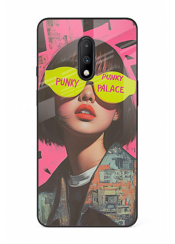Punk Neon Portrait edgy neon artwork OnePlus 7 glass back cover