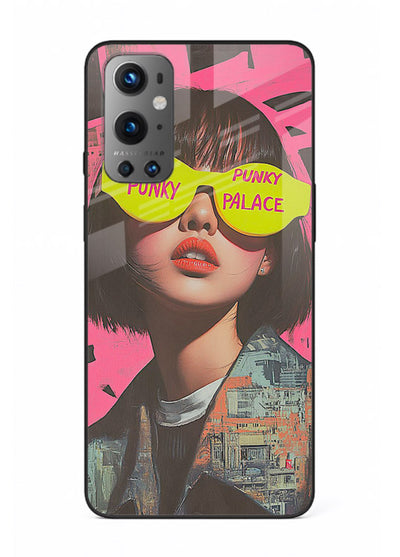 Punk Neon Portrait edgy neon artwork OnePlus 9 glass back cover