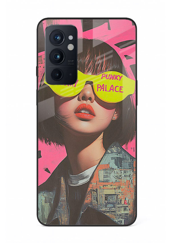 Punk Neon Portrait edgy neon artwork OnePlus 9RT glass back cover