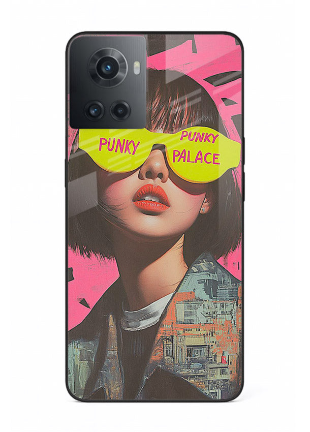 Punk Neon Portrait edgy neon artwork OnePlus 10R glass back cover