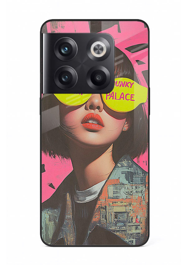 Punk Neon Portrait edgy neon artwork OnePlus 10T glass back cover